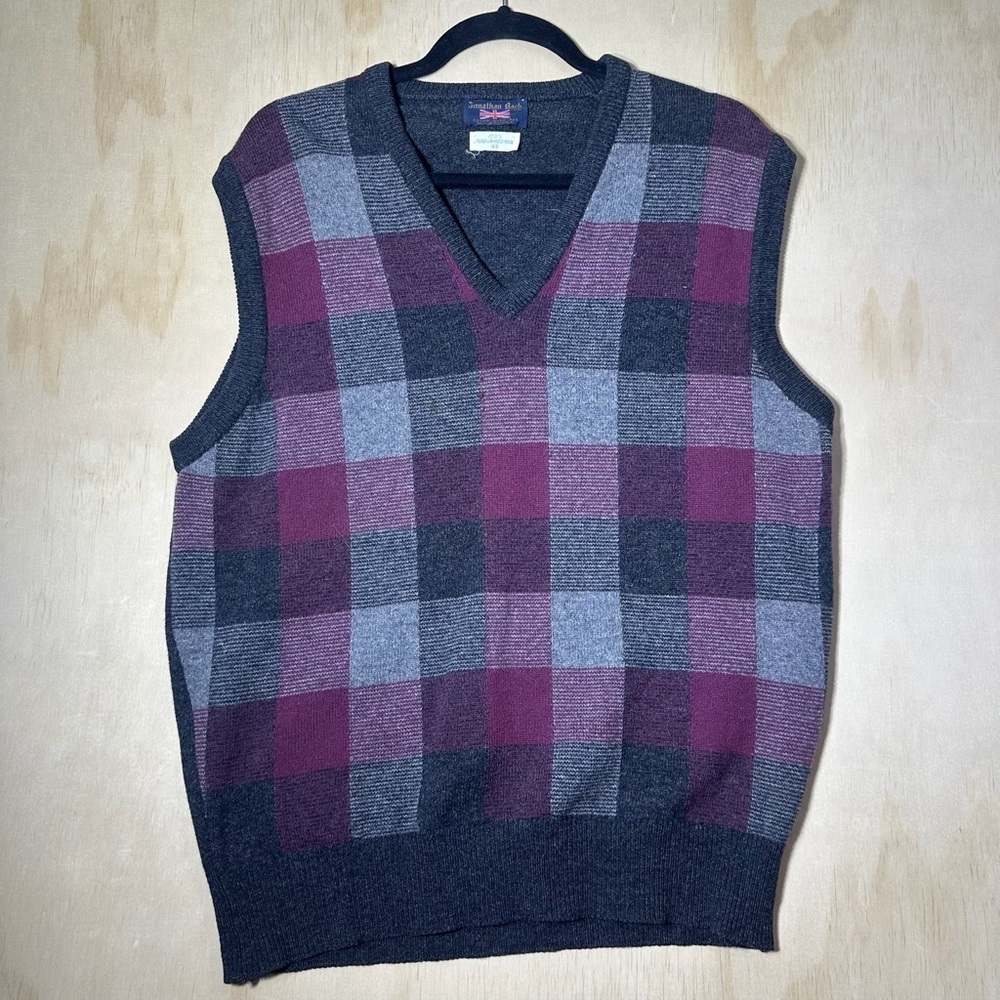 Vintage‎ Jonathan Bach Sweater Vest 100% Pure Lambs Wool Men’s Size 42